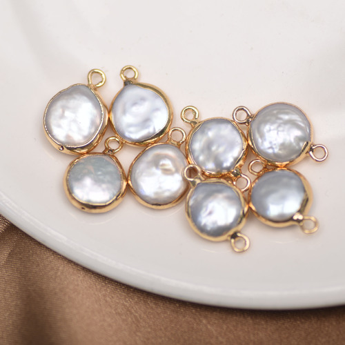 Zhuji natural fresh water pearl button edge baroque scattered beads DIY necklace pendant connector accessories wholesale