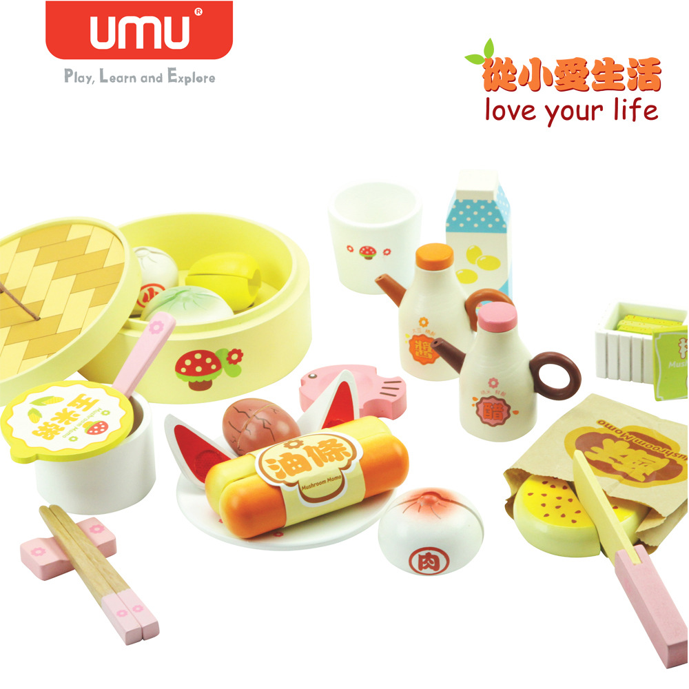 Pastelería de madera brunch juguete frutas y verduras corte imán corte jugar casa chica cocina juguete
