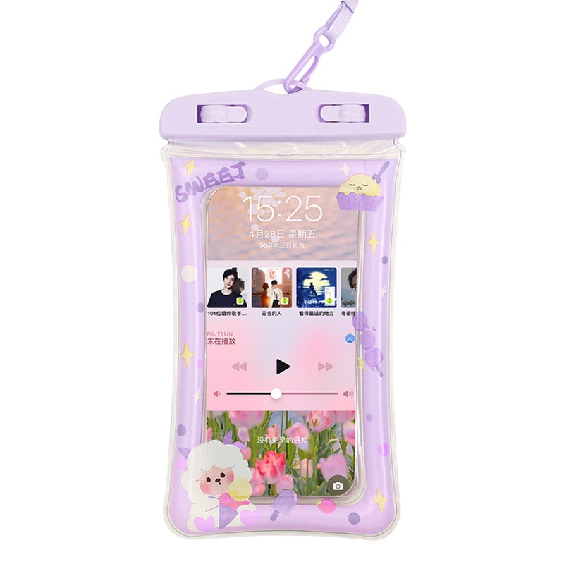 Cartoon airbag mobile phone waterproof bag with lanyard mobile phone bag universal touch screen swimming mobile phone waterproof case protective case