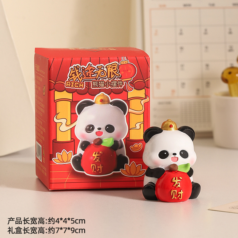 高級感小衆パンダ樹脂置物かわいいオフィスデスクトップ装飾癒しストレス解消女子プレゼント