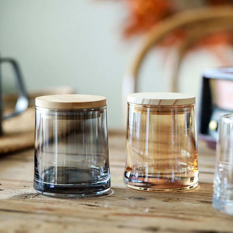 Tazas de vidrio de colores transfronterizas en forma de T tazas de vela decorativas creativas para el hogar con tazas vacías cubiertas al por mayor