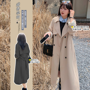 Fat Sister British Style Fashionable Lapel Collar Windbreaker Women's Spring New Slim Mid-Length Outwear 330736