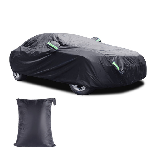 Car 190T silver-coated cloth car cover, all black car cover, rainproof and sunproof with car cover, polyester reflective strip car cover