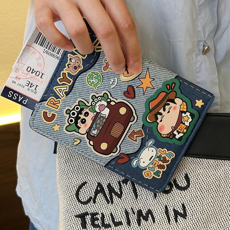 クレヨンしんちゃんレトロカウボーイ漫画パスポートホルダードキュメントバッグ保護カバー多機能カードバッグ海外旅行ポータブル|undefined