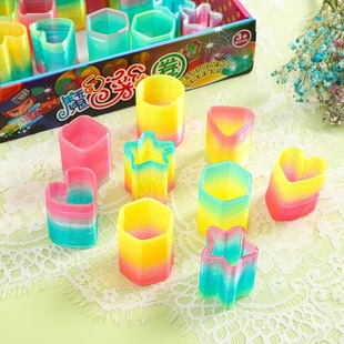 Cross-border special for 24 a box of small shaped rainbow ring classic toy magic spring ring stall supply gifts