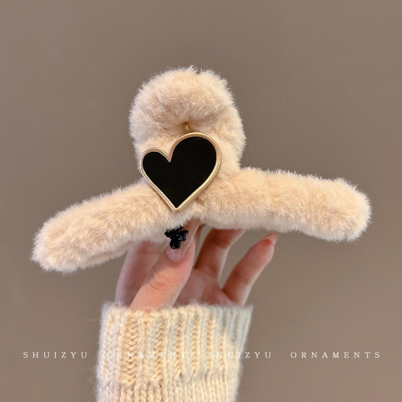 Otoño y invierno curry clip de agarre de cabeza grande clip de cabello tocado clip de tiburón 2025 nuevo peludo de gama alta agarre de cabello