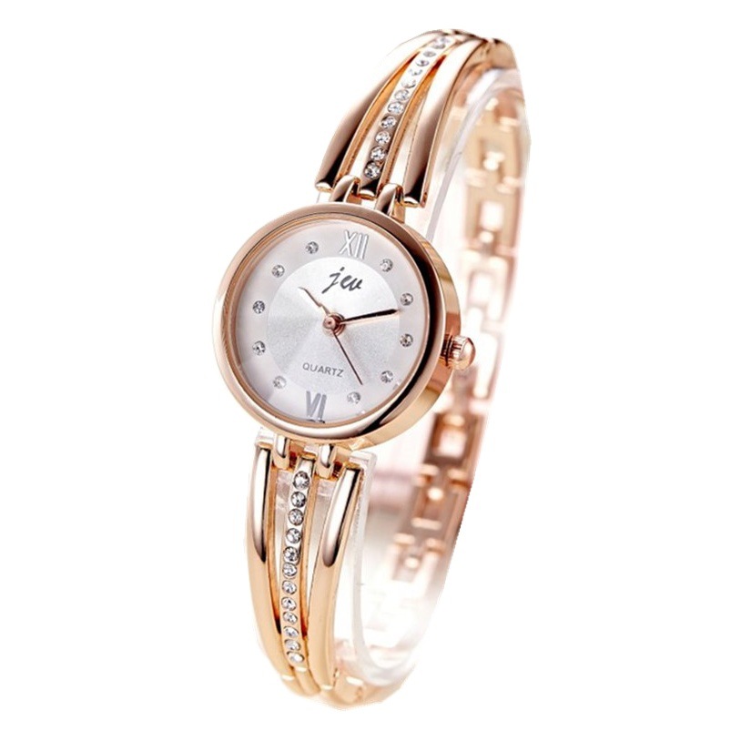 Marca genuina reloj redondo correa de acero del rhinestone de las mujeres ins estilo estudiante reloj de moda de las mujeres reloj de moda de estilo coreano