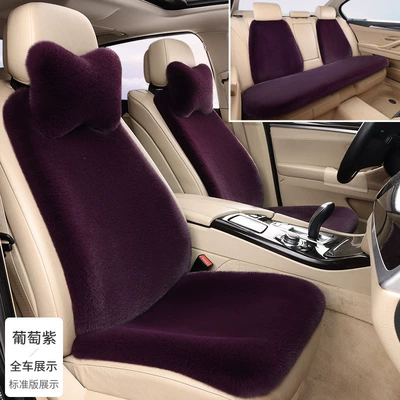 Winter Plush Warm Thickened Single Seat — Wool pad - grape-purple-nine-piece-set-faux-rabbit-fur-plush-upgraded-thickened-version