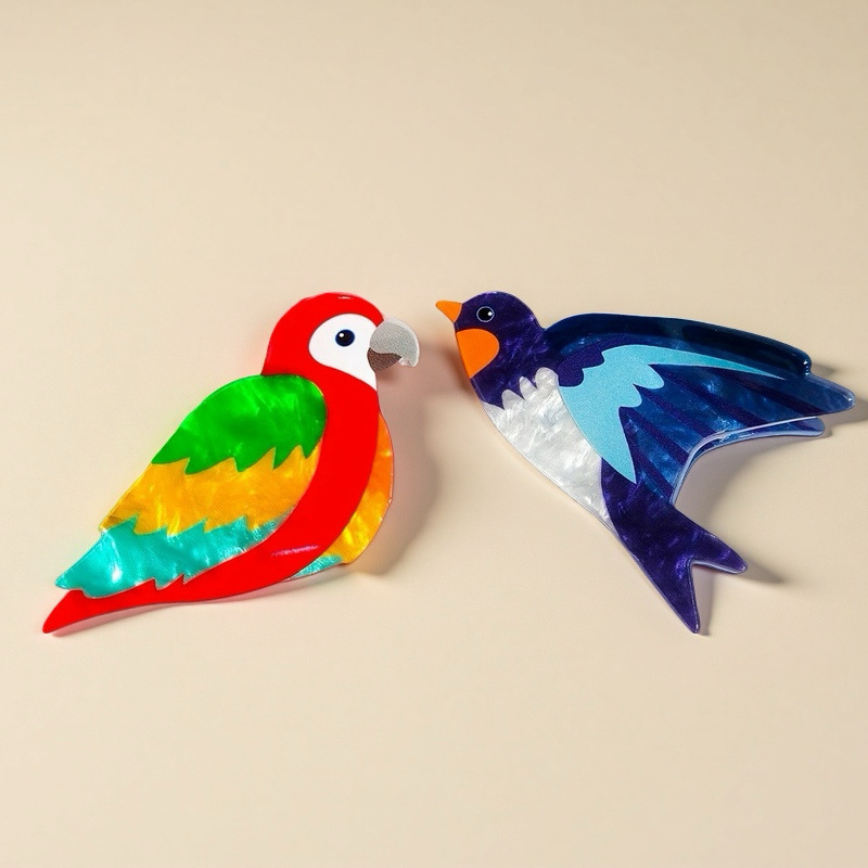 模擬オウムクリップ、かわいいツバメサメクリップ、カラフルな鳥ポニーテールクリップ、クリエイティブな後頭部ヘアクリップ、ヘッドバンド|undefined
