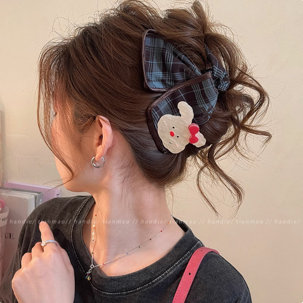 高级感蝴蝶结三角抓夹女缎面贝壳发夹后脑勺发量多鲨鱼夹头饰|undefined