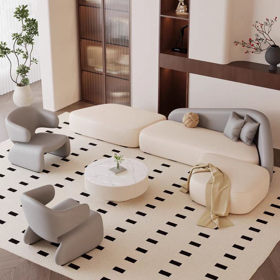 sofá de recepción de lujo ligero de esquina curva de forma especial sala de estar sala de salón de belleza de lujo ligero sala de estar combinación de sofá de recepción