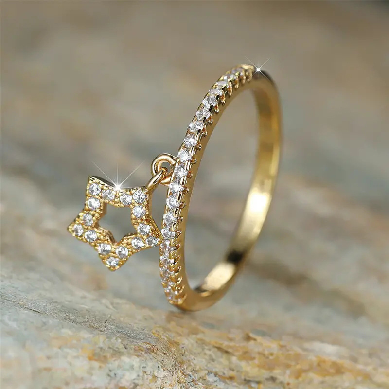 5g Weight Zircon Inlay Material Rings Classification 10, 5 Ring Size 1 Piece Quantity Casual, Daily, Shopping Occasion Copper Material Geometric, Star Pattern All Seasons Season Women's Gender Elegant, Modern Style Style Wholesale Jewelry Elegant Modern Style Geometric Star Copper Zircon Rings 6