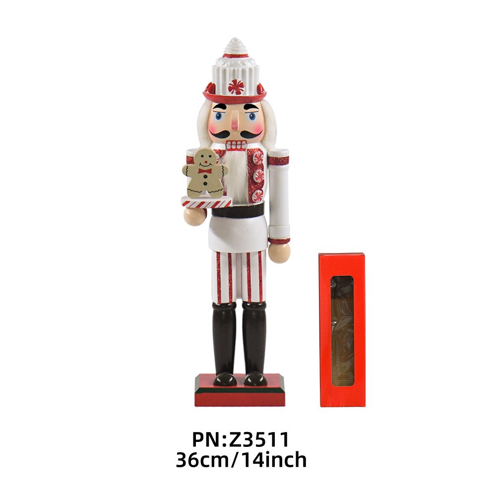 Transfronterizos 35cm pan de jengibre hombre calendario chef nuez soldados decoraciones navideñas fábrica de muñecas de madera al por mayor