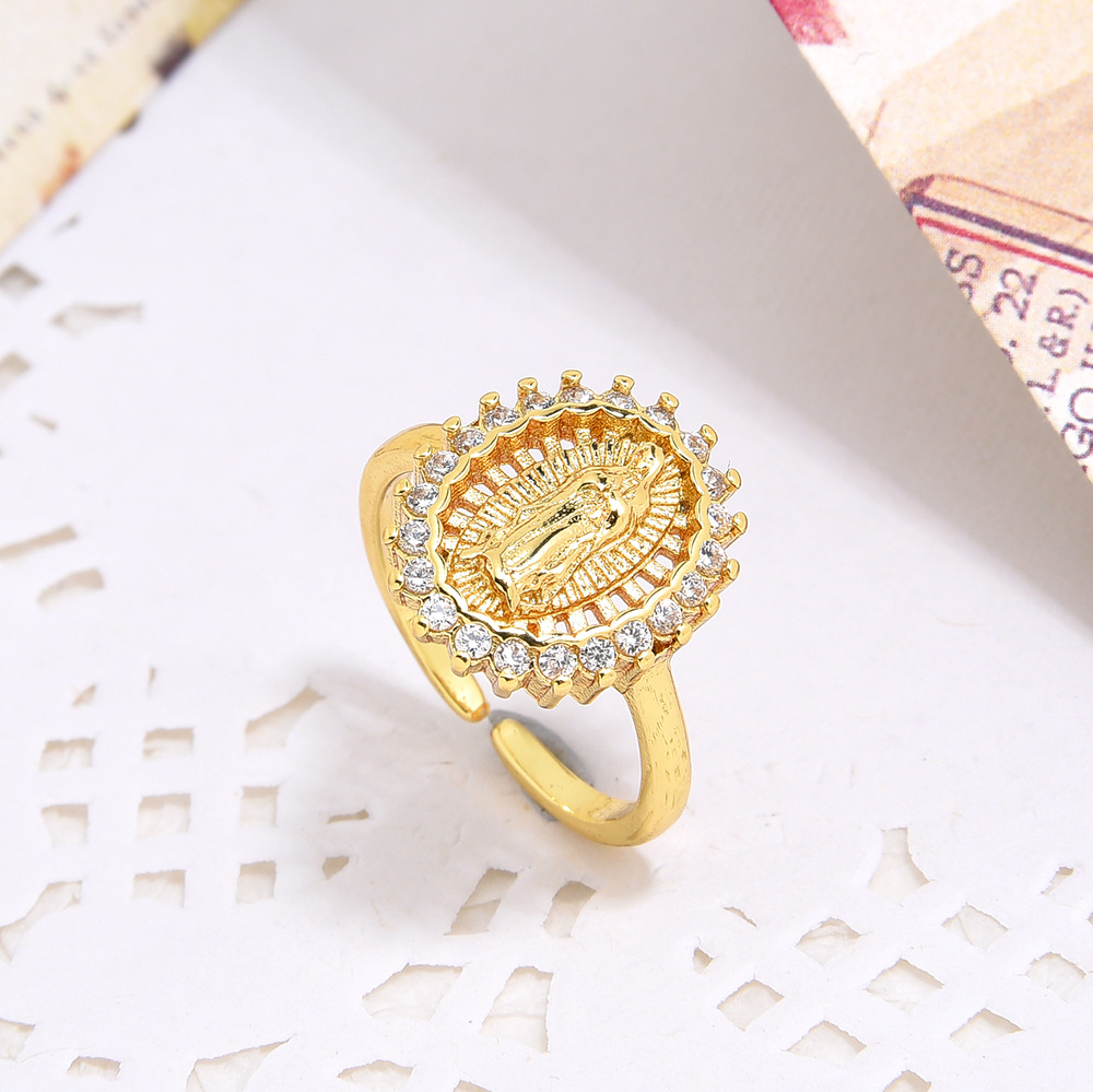 Solid Color Pattern Wholesale Simple Style Classic Style Solid Color Copper Inlay Zircon Rings