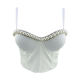 European and American Style 2024 Summer New Heavy Industry Beaded Chain Strapless Fishbone Camisole Vest Women's Outer Wear Top Trendy