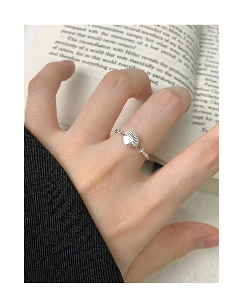 5g Weight Open Rings Classification 1 Piece Quantity Holiday, Travel, Daily Occasion 925 Sterling Silver Material Shell Pattern Women's Gender Plating Design Casual, Simple Style, Streetwear Style 925 Sterling Silver Shell Open Rings 4