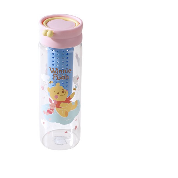 Disney Stitch nueva taza de agua de vidrio para niñas pajita de borosilicato con tapa taza de manita con fugas de té 520 regalo