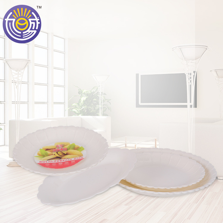 Plastic bone dish household pure white small dish microwave plastic snack cake dish dining table garbage plate wholesale