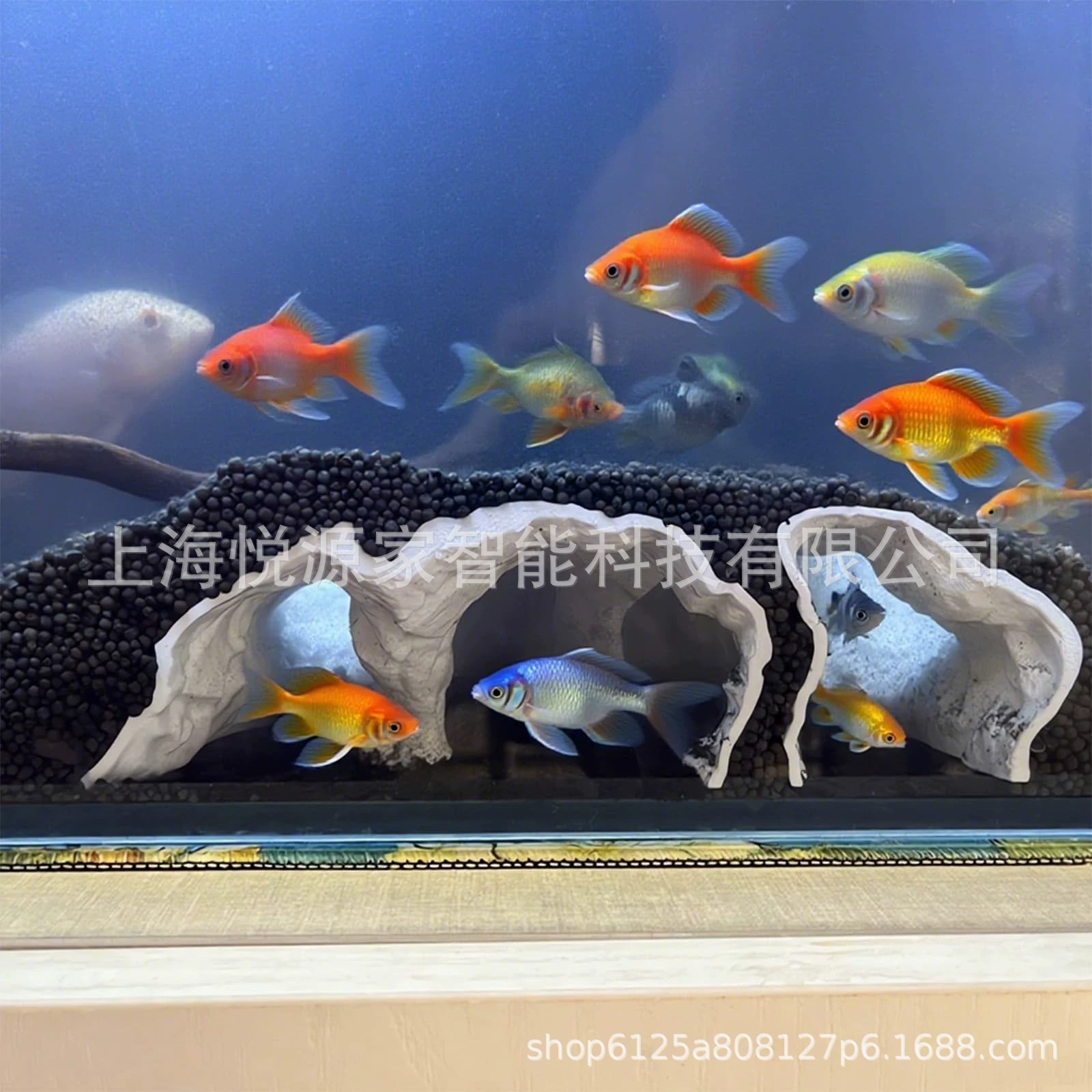 跨境新品 Aquarium Decor 水族馆装饰砾石隧道洞穴自然曲线摆件