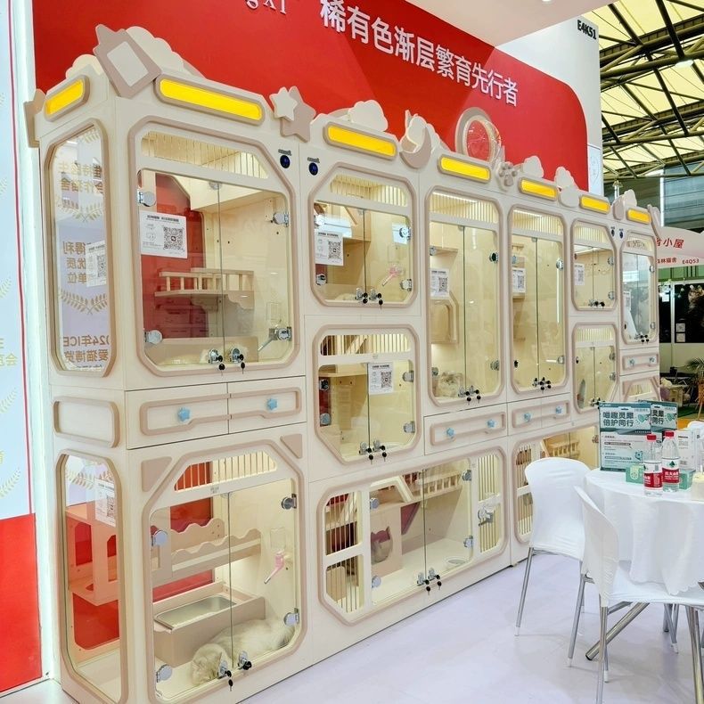 Cage Coffee Pet Shop Breeding Cat Cabinet Constant Temperature Glass Display Cabinet Cat House Cat Villa Double-Sided Cabinet Cat Cabinet