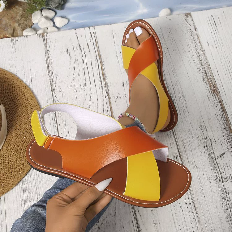 Внешняя торговля новый цветовой кроссовок с плоской подошвы сандалии женские трансграничные носить большие размеры липучки пляжные сандалии wish