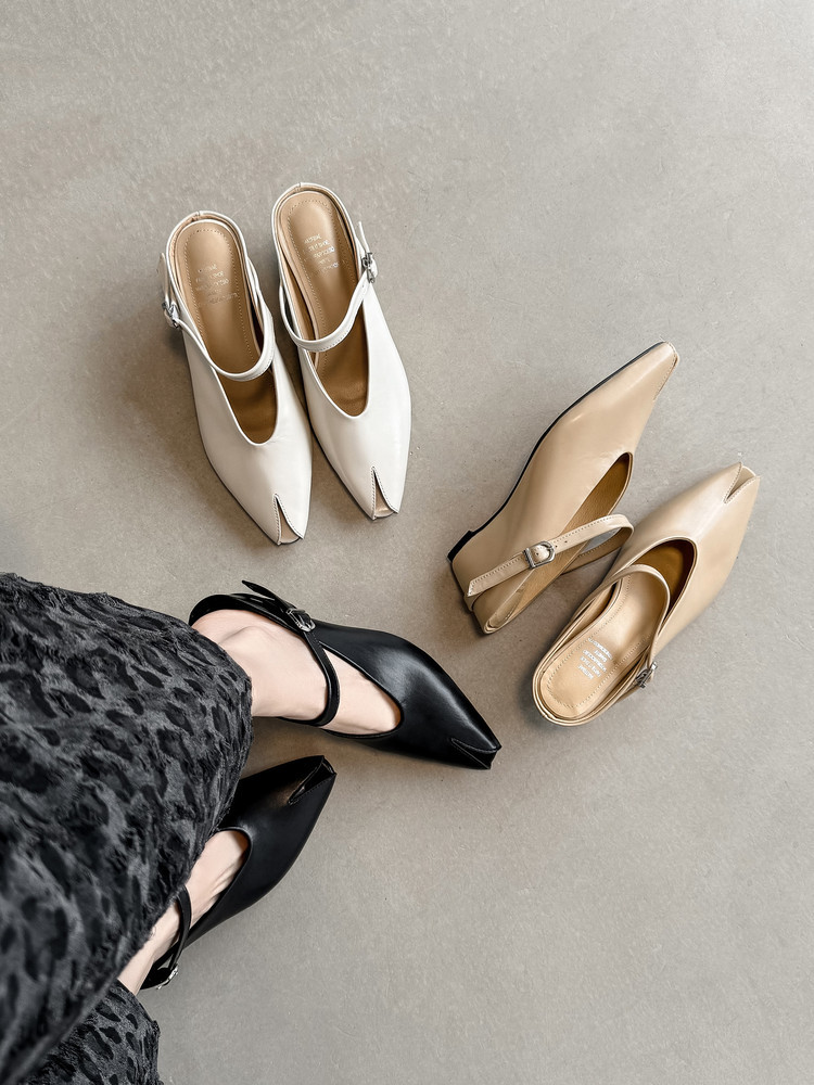 Sandal nữ hở mũi gót nêm cao da bò tăng chiều cao quai ngang — màu đen, màu trắng, màu mơ chi tiết 31