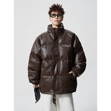 2025年秋冬新品立领棉服男宽松舒适百搭皮面外套男潮流时尚港风潮