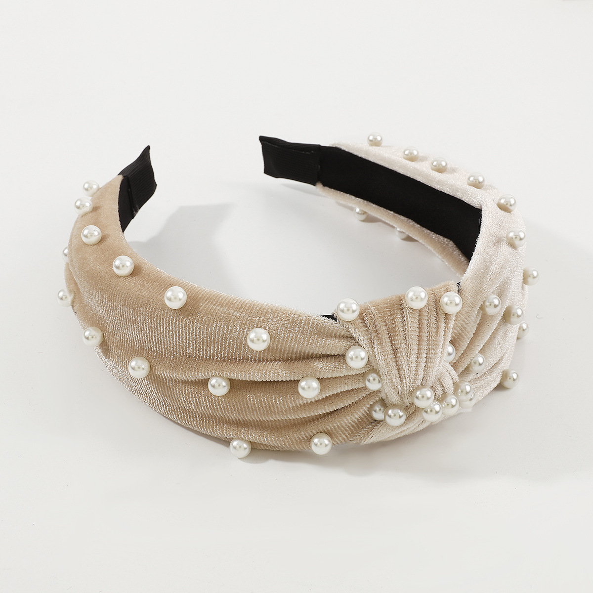 Mode-bogen-klopfen-stoff Hand Gefertigte Künstliche Perlen Haarband 1 Stück display picture 4