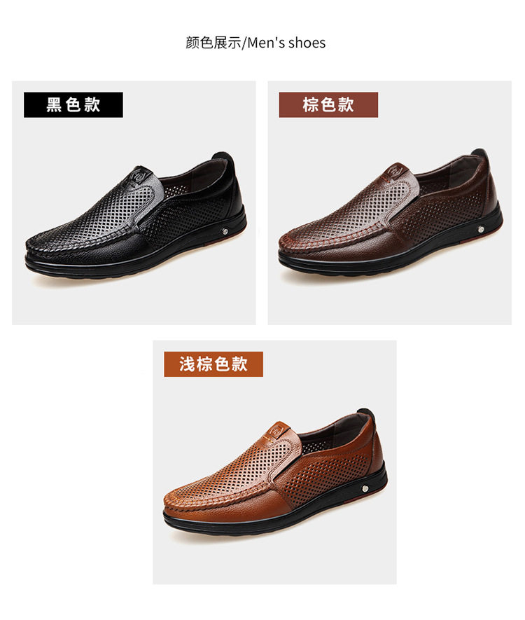 Giày lười nam da bò thoáng khí đục lỗ mũi nhọn đế mềm chống trượt gót 1–3 cm — Màu nâu, Màu đen chi tiết 6