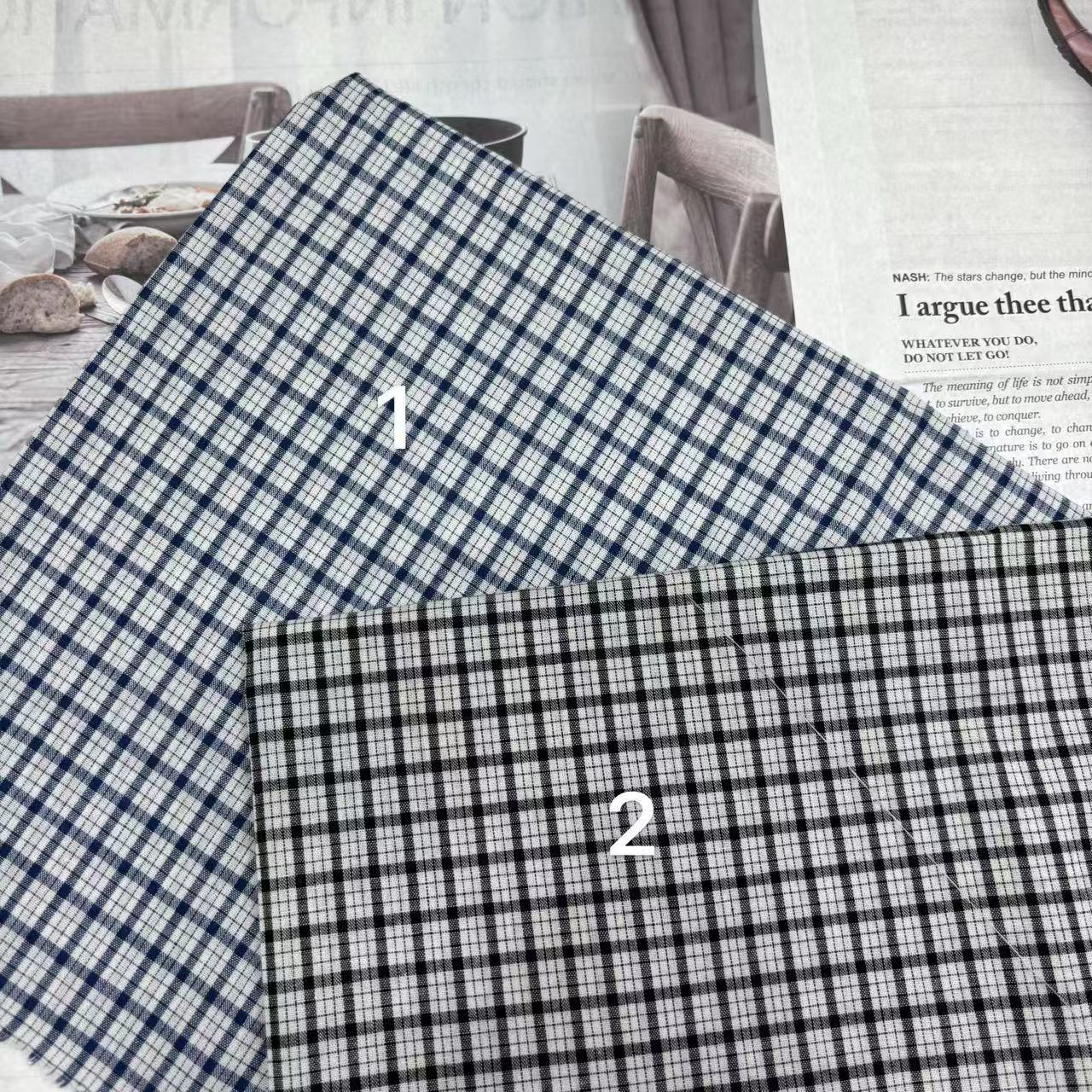 春夏全棉色织小格子童装睡衣连衣裙衬衫男女装头饰包包鞋材布料