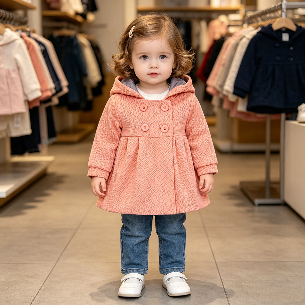 Kids Tales children's clothing children's coat autumn and winter girls windbreaker honeycomb baby jacquard cotton hooded coat Kids Tales children's clothing children's coat autumn and winter girls windbreaker honeycomb baby jacquard cotton hooded coat