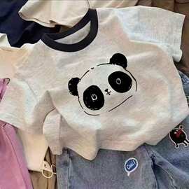 儿童纯棉短袖T恤男童女童夏季吸汗透气半袖宝宝圆领撞色宽松童装t