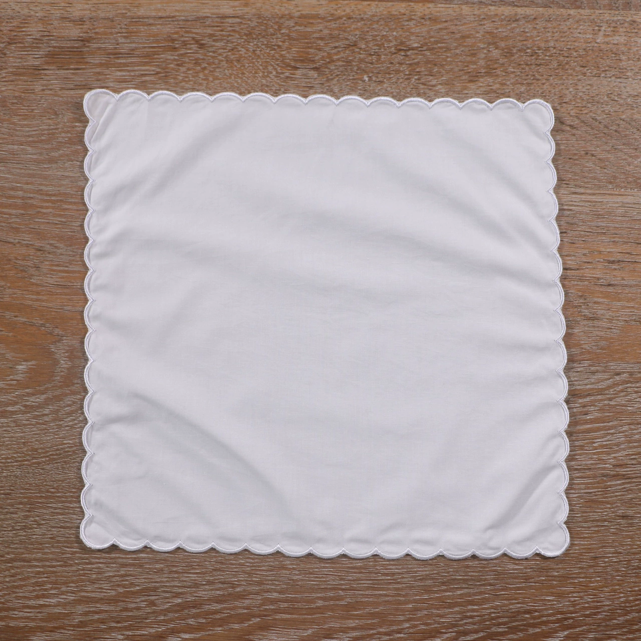 [C015 Lace Handkerchiefs 婚礼圣诞12“x12"白色纯棉绣扇贝边手帕]