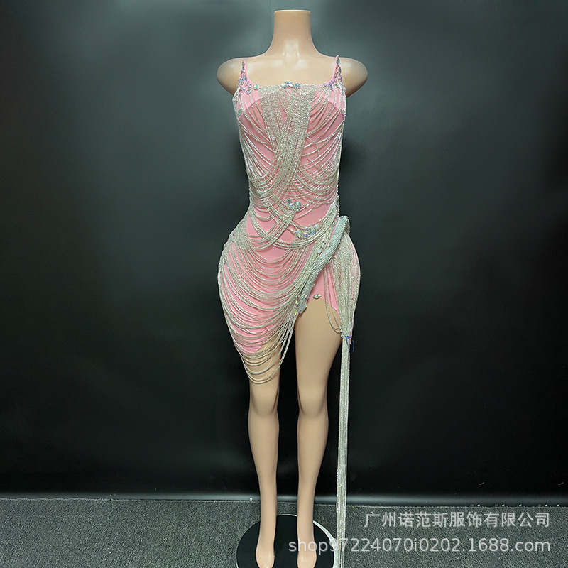 NOCANCE Comercio exterior Exportación diamante vestido sexy de lujo brillante elegante vestido de noche rendimiento Reunión Anual image 12