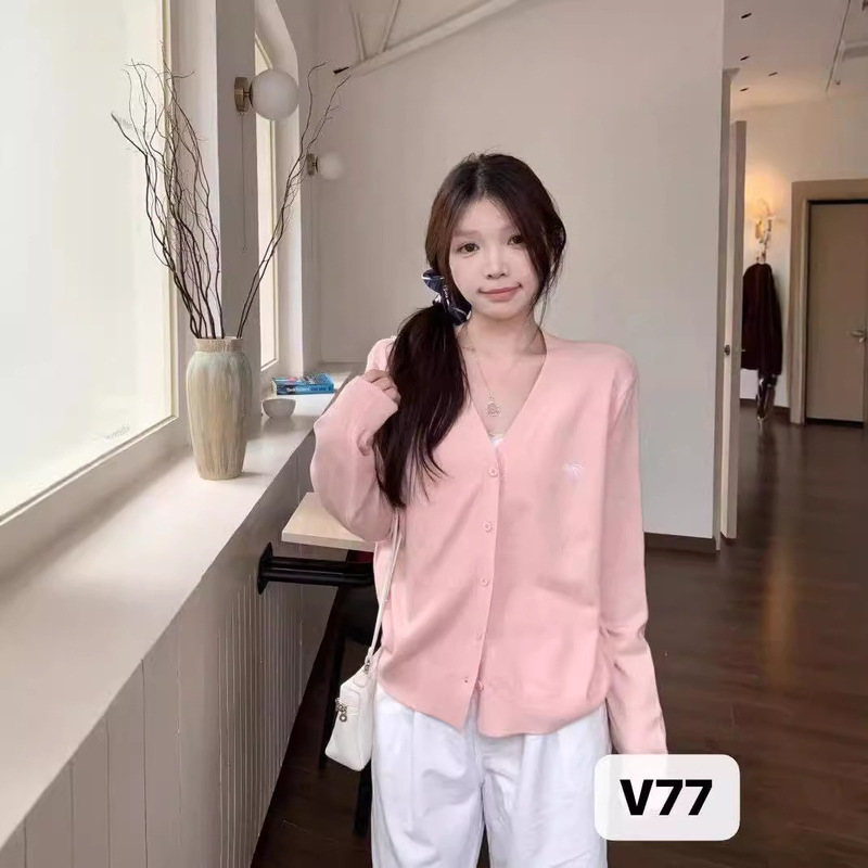 时尚高级感简约设计感蝴蝶结v领针织开衫女装小年轻舒适气质甜妹|undefined