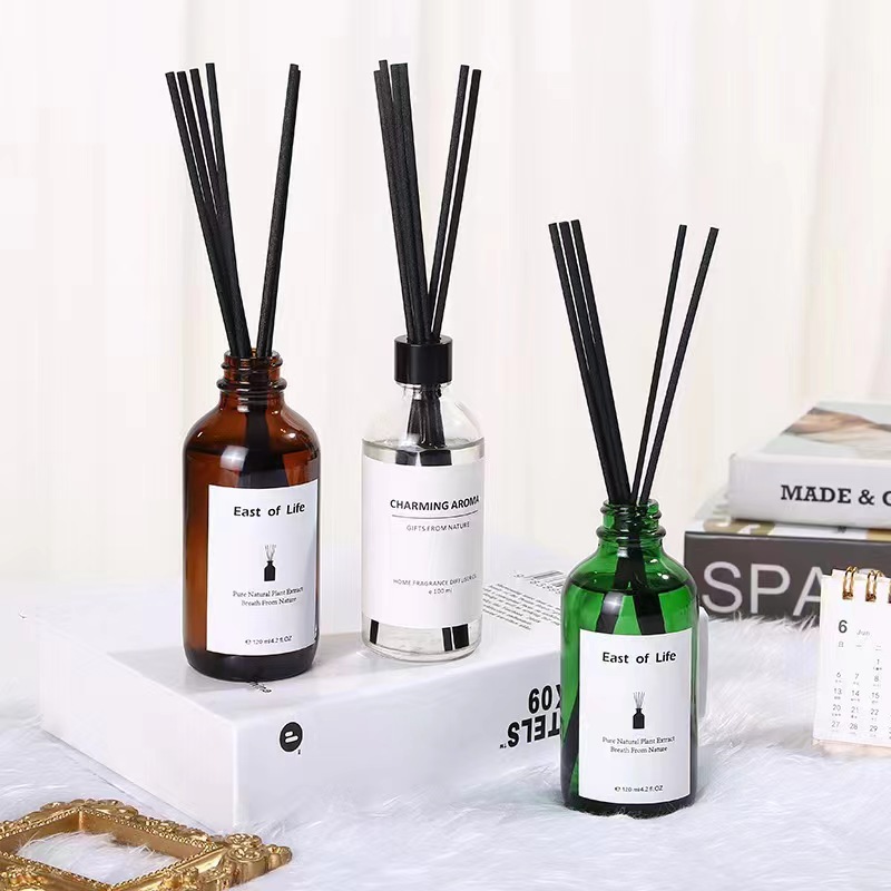 批发120ml无火香薰瓶空瓶藤条精油瓶绿色香薰瓶家居酒店香氛扩香