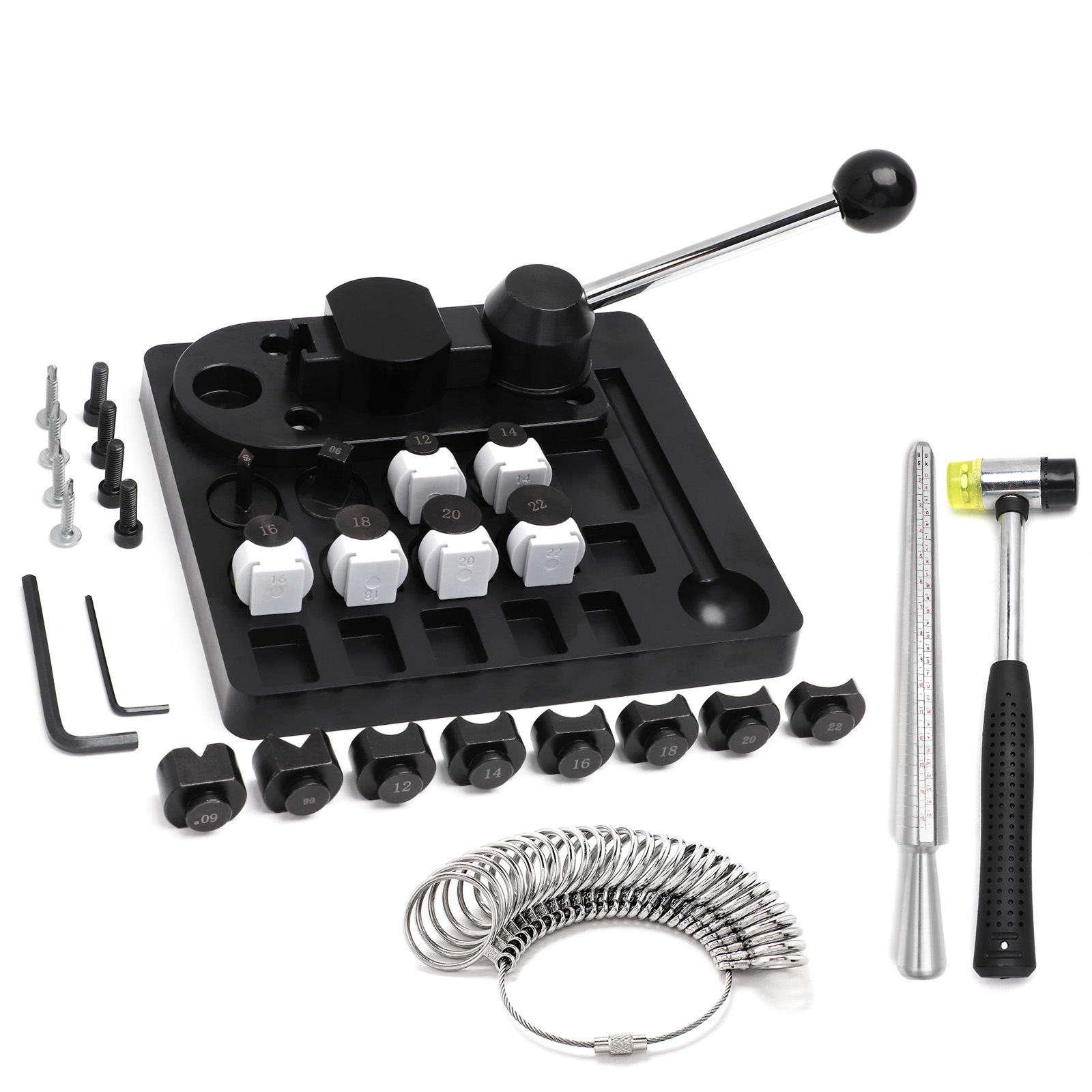 Pequeño doblador de anillo manual, oro, plata, cobre, presión, plano redondo, cirugía plástica, anillo de barra de dedo, cinturón de medición, juego de herramientas de oro