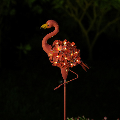 Outdoor solar LED garden light garden decoration animal shape lawn light flamingo iron floor lamp