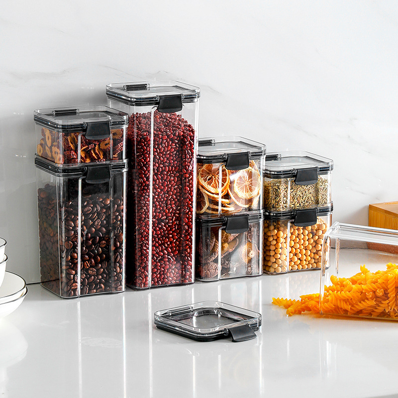 Cross-Border Sealed Grain Jars for Household Kitchen Food-Grade Storage Jars Transparent Plastic Jars Snack Tea Storage