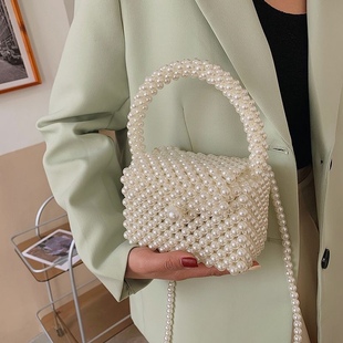 Finished sweet pearl bag crossbody beaded hand-woven pearl bag Chanel style female summer shoulder underarm