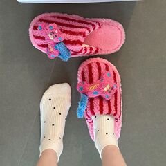 多巴胺拼色可爱卡通小猫毛毛鞋女2025秋冬新款外穿少女心包头拖潮