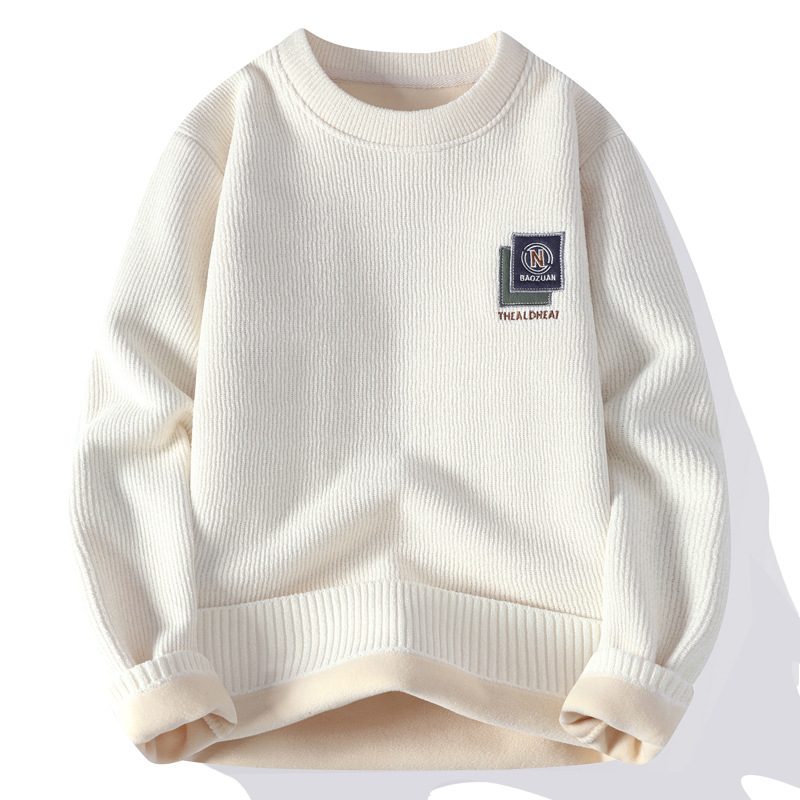 Una camiseta de terciopelo de cuello redondo para hombres otoño y invierno con camiseta de terciopelo de oro para hombres.