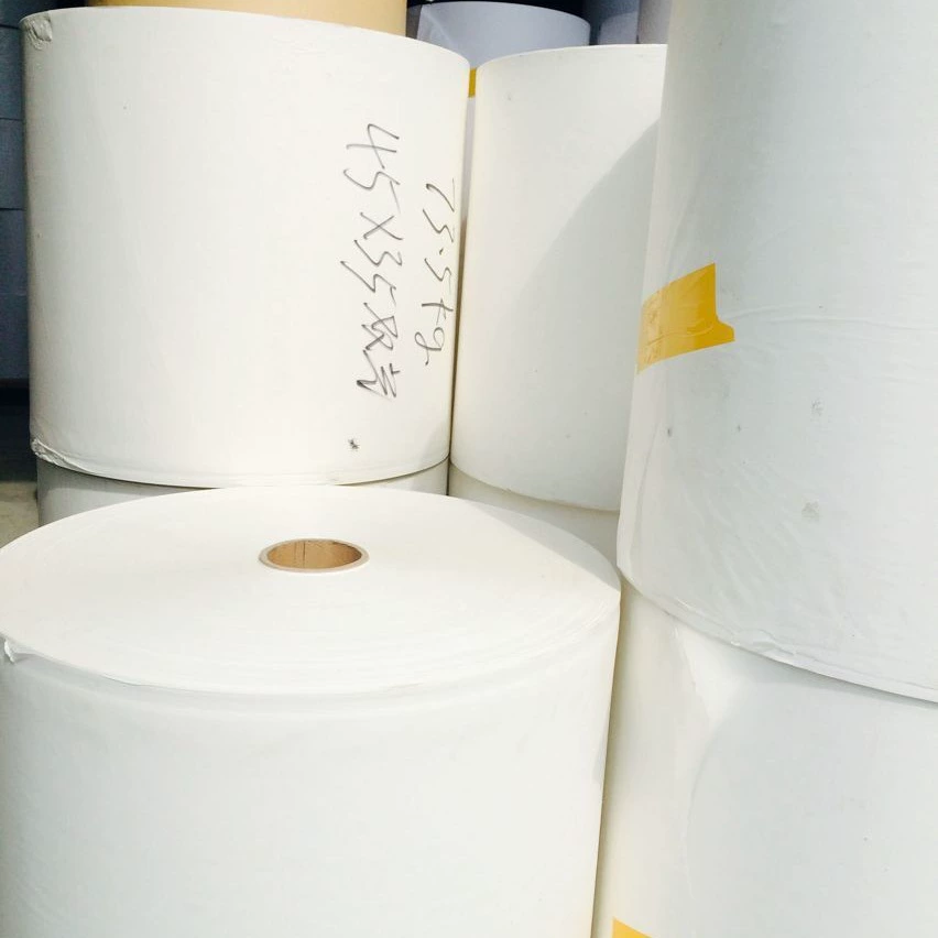 Оптовая продажа с фабрики, прямая продажа, 45 г, 48 г, одиночная светло-желтая бумага с воловьей кожей, бумага с покрытием в рулоне