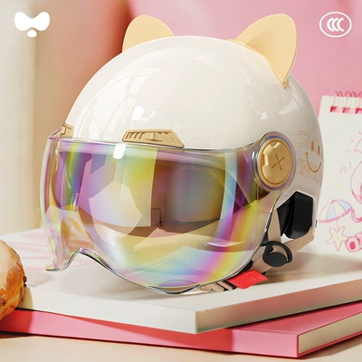 Safety Helmet for Men, Motosiklet kaskı (dəbilqə) - 3c-single-lens-white-colorful-short-lens-class-a-new-national-standard-one-size-fits-all