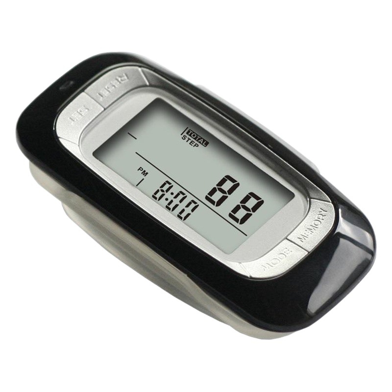 Step count activity time distance (km/mile) calories burned 7 days memory sensor pedometer