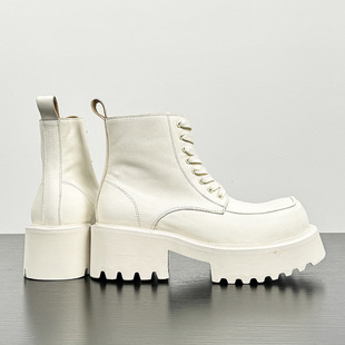 A generation of original white Martin boots men's British wind thick bottom increased tide men's short boots big head high men's boots