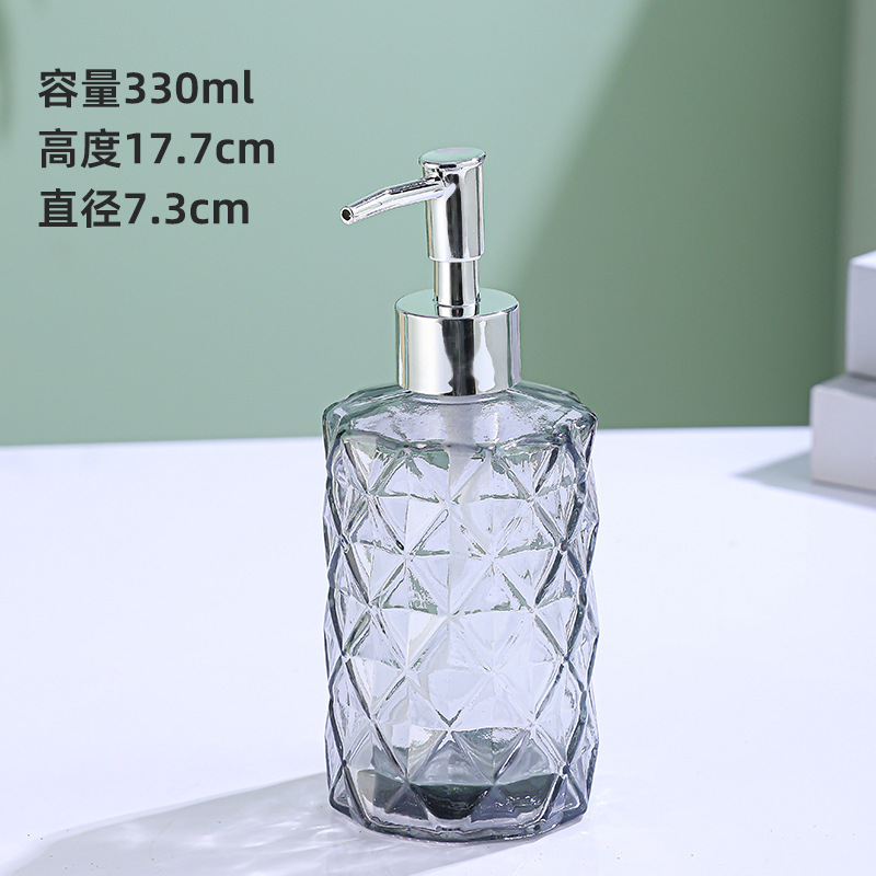 便利に分装した美しい押出式ポンプヘッド330ml手洗い液瓶電気めっきポンプヘッド有色ガラス手洗い液瓶|undefined