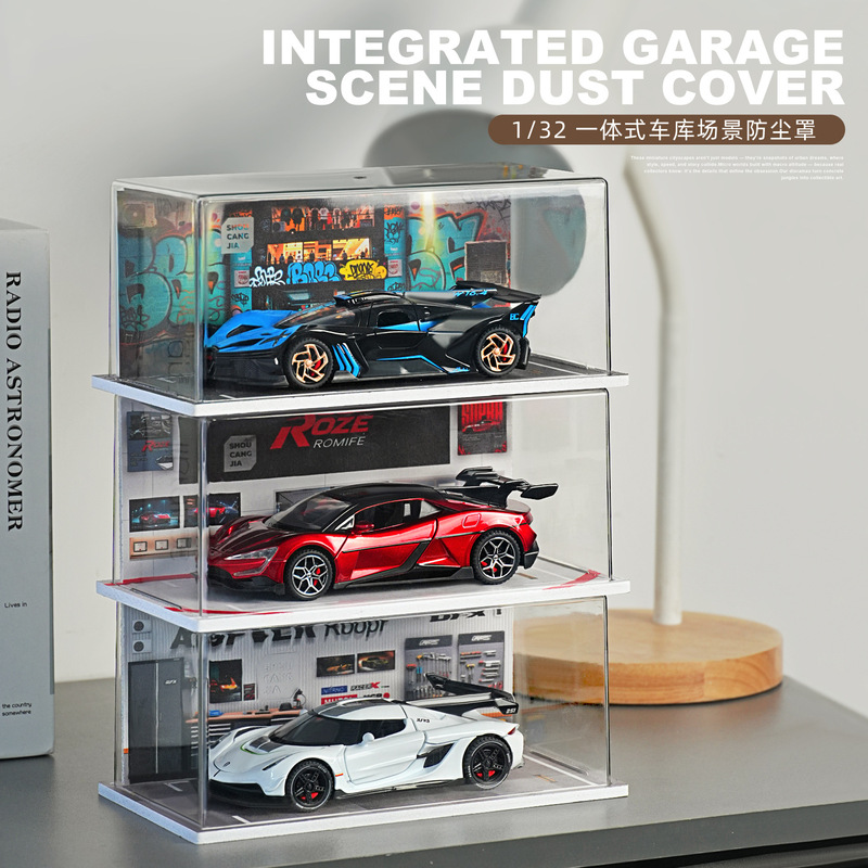 1:32 Miniature Garage Scene Kidsren's Toy Car Model Storage Dust-Proof Car Display Parking Lot Model Ornaments
