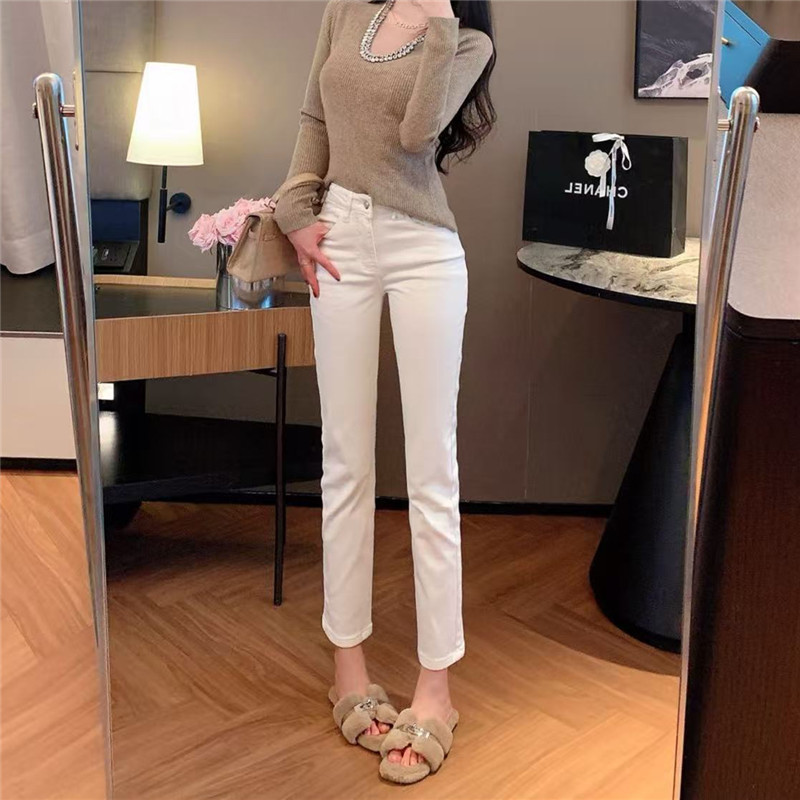 High-Waisted Women's Skinny Jeans 2025 Autumn New Slim Fit Petite Pencil Cropped Pants