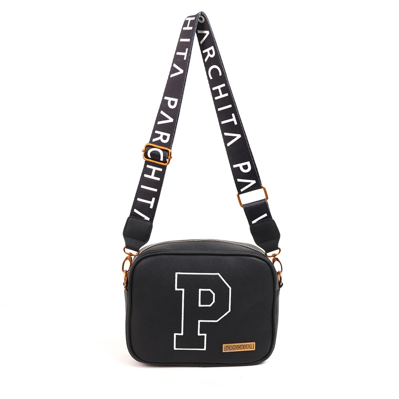 Bolsos transfronterizos 2024 nuevas tendencias de la moda europea y americana, letras pequeñas, bolsas cuadradas, costuras, bolsas de mensajero para mujer de todo fósforo